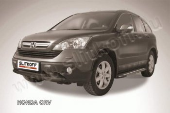 Защита переднего бампера из труб d57+d57 Slitkoff Honda CR-V RE1,RE2,RE3,RE4,RE5,RE7 рестайлинг (2009-2012)