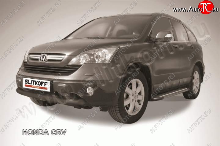 9 449 р. Защита переднего бампера из трубы d76 Slitkoff (дуга)  Honda CR-V  RE1,RE2,RE3,RE4,RE5,RE7 (2009-2012) рестайлинг (Цвет: серебристый)  с доставкой в г. Йошкар-Ола