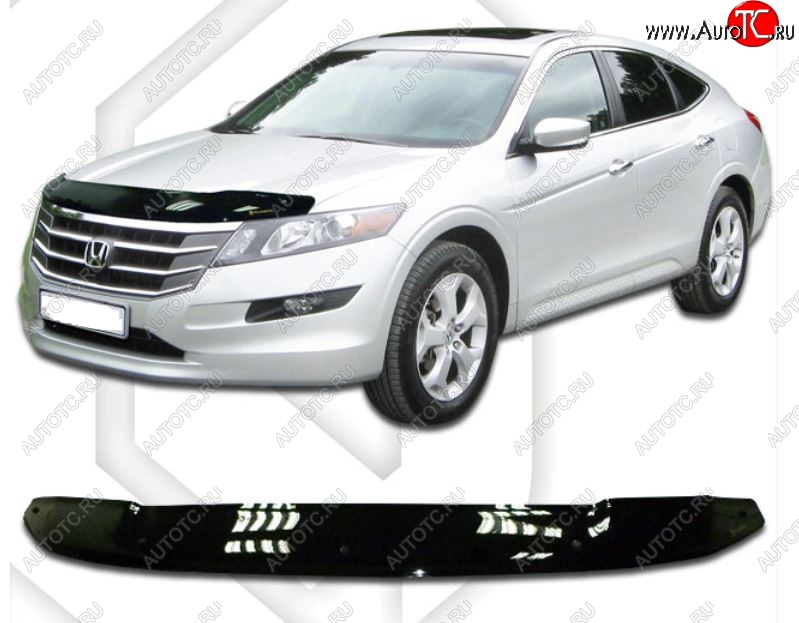 1 979 р. Дефлектор капота CA-Plastiс  Honda Crosstour  1 (2009-2016) TF дорестайлинг, TF рестайлинг (Classic черный, Без надписи)  с доставкой в г. Йошкар-Ола