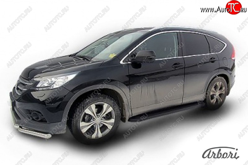 11 609 р. Порожки для ног Arbori Optima Black Honda CR-V RM1,RM3,RM4 дорестайлинг (2012-2015)  с доставкой в г. Йошкар-Ола