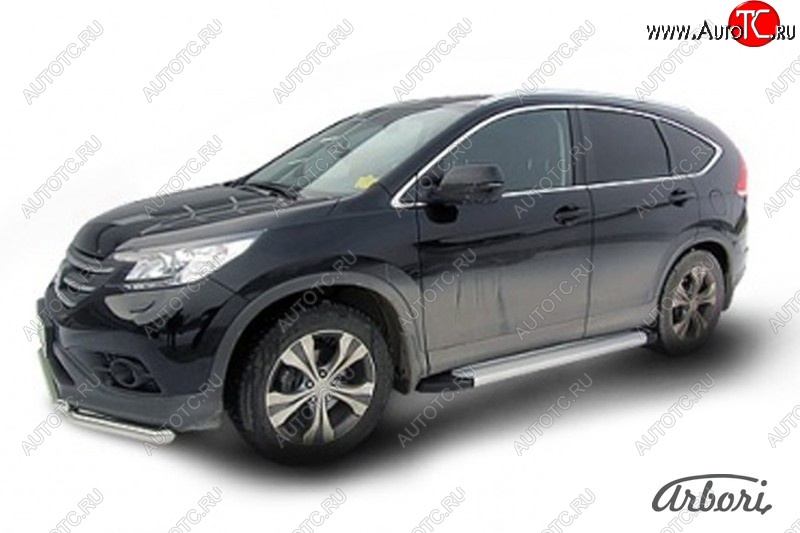 10 979 р. Порожки для ног Arbori Optima Silver Honda CR-V RM1,RM3,RM4 дорестайлинг (2012-2015)  с доставкой в г. Йошкар-Ола