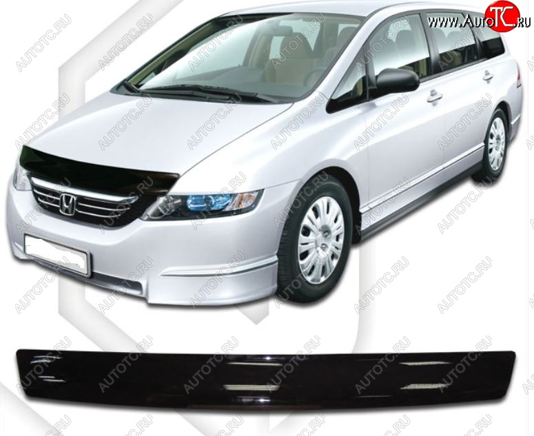 1 799 р. Дефлектор капота (RB1, RB2) CA-Plastic  Honda Odyssey  3 (2004-2008) (Classic черный, Без надписи)  с доставкой в г. Йошкар-Ола