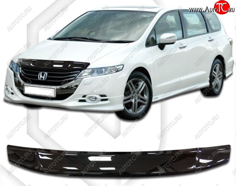 1 899 р. Дефлектор капота (RB3/RB4) CA-Plastiс  Honda Odyssey  4 (2008-2013) (Classic черный, Без надписи)  с доставкой в г. Йошкар-Ола