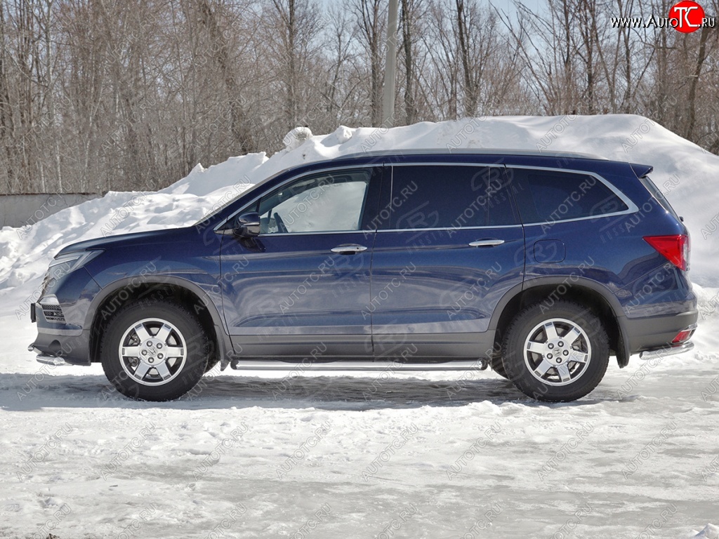 26 999 р. Пороги труба d76 с накладкой SLITKOFF (вариант №1)  Honda Pilot  YF6 (2016-2019) дорестайлинг  с доставкой в г. Йошкар-Ола