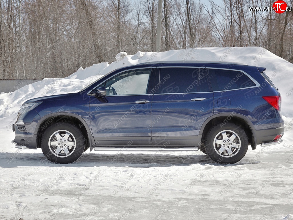 26 999 р. Пороги труба d76 с накладкой SLITKOFF (вариант №3)  Honda Pilot  YF6 (2016-2019) дорестайлинг  с доставкой в г. Йошкар-Ола