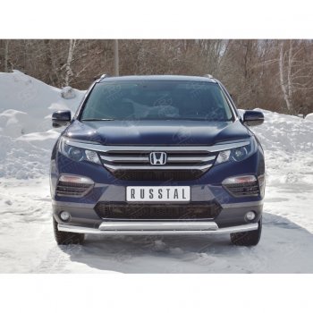 23 699 р. Защита переднего бампера (2 трубы Ø63 и 75х42 мм, нержавейка) Russtal Honda Pilot YF6 дорестайлинг (2016-2019)  с доставкой в г. Йошкар-Ола. Увеличить фотографию 4