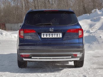 21 699 р. Защита заднего бампера (2 трубы Ø63 и 42 мм, нержавейка) SLITKOFF Honda Pilot YF6 дорестайлинг (2016-2019)  с доставкой в г. Йошкар-Ола. Увеличить фотографию 4