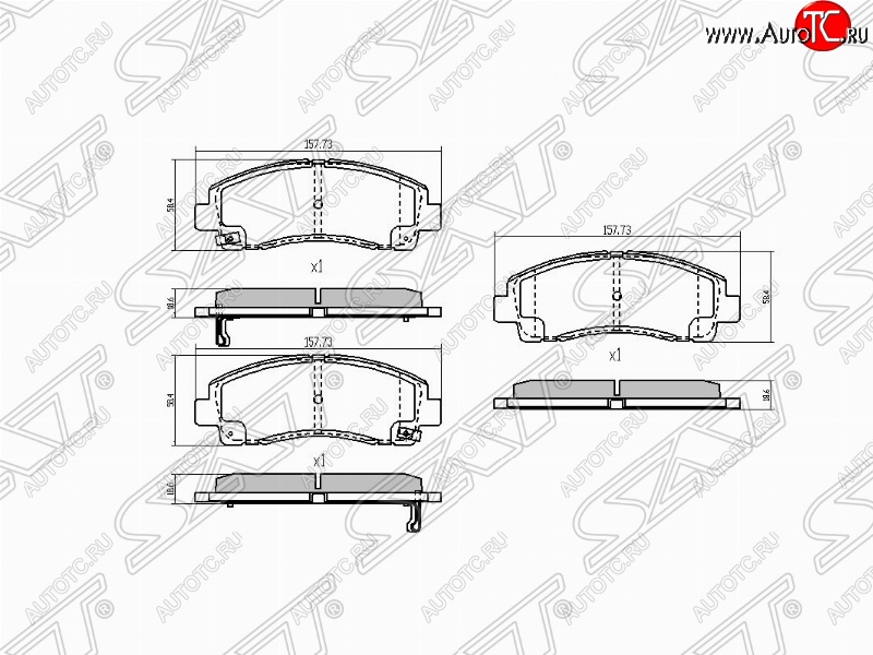 1 589 р. Колодки тормозные (передние) SAT Honda Ridgeline YK1 дорестайлинг (2005-2008)  с доставкой в г. Йошкар-Ола