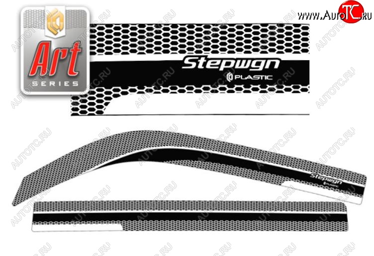 2 289 р. Дефлектора окон  StepWagon (2003-2005) RF3-RF8 CA-Plastiс  Honda StepWagon  RF3,RF4 (2003-2005) минивэн рестайлинг (Серия Art графит, Без хром.молдинга)  с доставкой в г. Йошкар-Ола