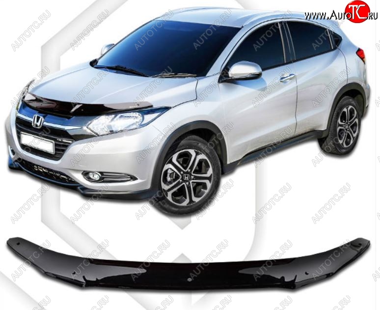 1 979 р. Дефлектор капота CA-Plastiс  Honda Vezel  RU3, RU4, RU1, RU2 (2013-2018) дорестайлинг (Classic черный, Без надписи)  с доставкой в г. Йошкар-Ола