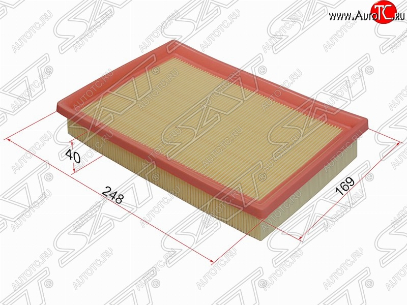 261 р. Фильтр воздушный двигателя SAT (248х169х40 mm)  Hyundai Accent  седан ТагАЗ (2001-2012), Mitsubishi Delica  4 (1994-2007), Mitsubishi L400 (1994-2006)  с доставкой в г. Йошкар-Ола