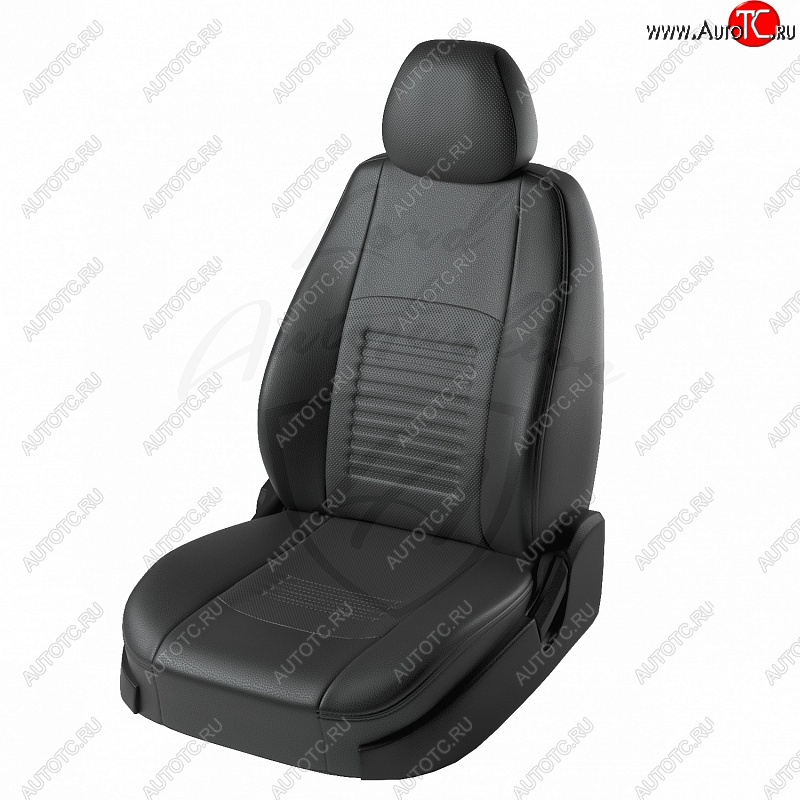 9 449 р. Чехлы для сидений Lord Autofashion Турин (экокожа) Hyundai Accent седан ТагАЗ (2001-2012) (Чёрный, вставка чёрная)  с доставкой в г. Йошкар-Ола