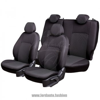 4 249 р. Чехлы для сидений Lord Autofashion Дублин (жаккард) Hyundai Accent седан ТагАЗ (2001-2012) (Черный, вставка Ёж Белый)  с доставкой в г. Йошкар-Ола. Увеличить фотографию 2