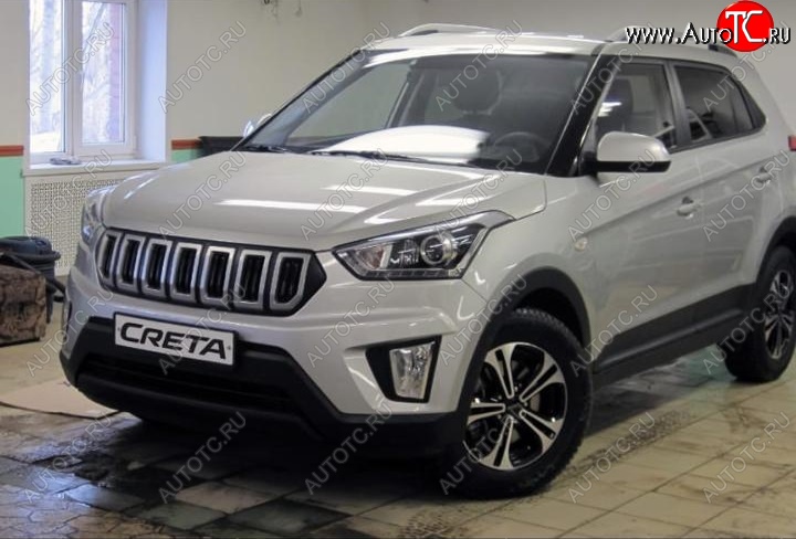 8 099 р. Решётка радиатора Next Hyundai Creta GS дорестайлинг (2015-2019) (цвет: Чёрный матовый с серебристым выделением ноздрей)  с доставкой в г. Йошкар-Ола