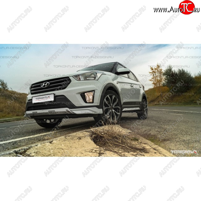 8 599 р. Накладка переднего бампера TopKontur Design Hyundai Creta GS дорестайлинг (2015-2019) (Неокрашенная)  с доставкой в г. Йошкар-Ола