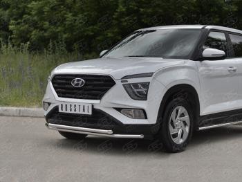 14 999 р. Защита переднего бампера (2 трубы Ø42 мм, нержавейка) SLITKOFF Hyundai Creta SU (2020-2022)  с доставкой в г. Йошкар-Ола. Увеличить фотографию 2