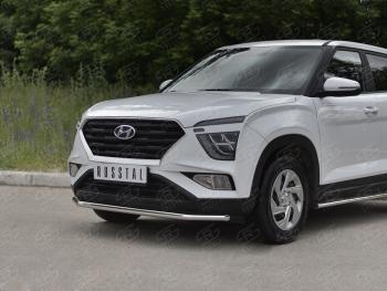 13 399 р. Защита переднего бампера (Ø42 мм, нержавейка) SLITKOFF Hyundai Creta SU (2020-2022)  с доставкой в г. Йошкар-Ола. Увеличить фотографию 2