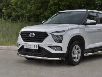 14 549 р. Защита переднего бампера (Ø63 мм, нержавейка) SLITKOFF Hyundai Creta SU (2020-2022)  с доставкой в г. Йошкар-Ола. Увеличить фотографию 2