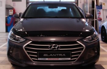 2 899 р. Дефлектор капота SIM Hyundai Elantra AD дорестайлинг (2016-2019)  с доставкой в г. Йошкар-Ола. Увеличить фотографию 1