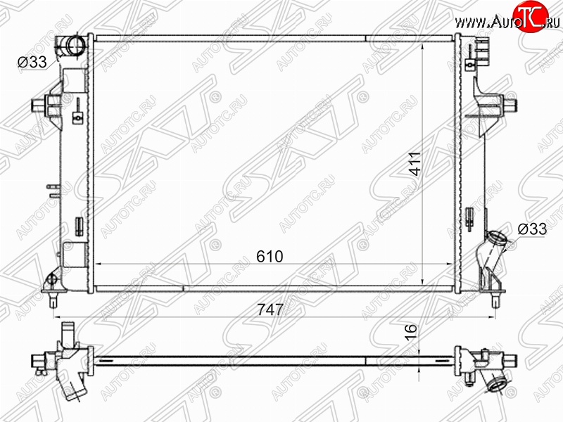8 549 р. Радиатор двигателя SAT Hyundai Elantra AD дорестайлинг (2016-2019)  с доставкой в г. Йошкар-Ола