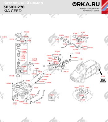 13 999 р. Бак топливный BAKPLAST (53 л., пластиковый) KIA Ceed 2 JD дорестайлинг универсал (2012-2016)  с доставкой в г. Йошкар-Ола. Увеличить фотографию 2