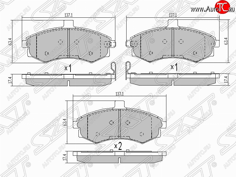 1 039 р. Колодки тормозные SAT (передние) Hyundai Elantra XD седан дорестайлинг (2000-2003)  с доставкой в г. Йошкар-Ола