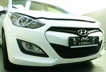 1 599 р. Сетка в воздухозаборник бампера Arbori (15 мм) Hyundai I30 2 GD дорестайлинг универсал (2011-2015) (Черная)  с доставкой в г. Йошкар-Ола. Увеличить фотографию 2