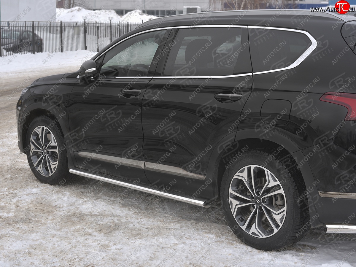 31 649 р. Пороги из трубы 120х60 овал с проступью Russtal Hyundai Santa Fe TM дорестайлинг (2018-2021)  с доставкой в г. Йошкар-Ола