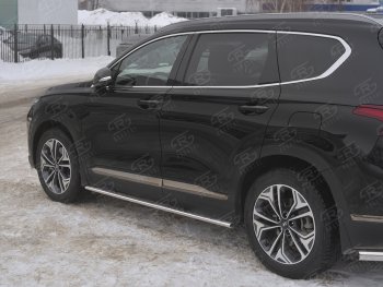 Пороги из труб 75х42 с проступью Russtal Hyundai Santa Fe TM дорестайлинг (2018-2021)