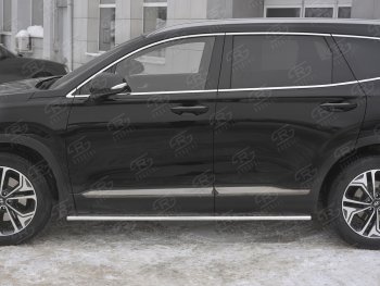 20 999 р. Пороги из труб 75х42 с проступью Russtal Hyundai Santa Fe TM дорестайлинг (2018-2021)  с доставкой в г. Йошкар-Ола. Увеличить фотографию 3