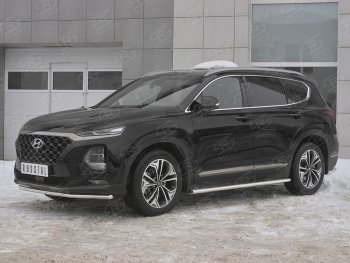 16 999 р. Защита переднего бампера (Ø42 мм, нержавейка) SLITKOFF Hyundai Santa Fe TM дорестайлинг (2018-2021)  с доставкой в г. Йошкар-Ола. Увеличить фотографию 2