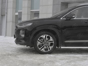 16 999 р. Защита переднего бампера (Ø42 мм, нержавейка) SLITKOFF Hyundai Santa Fe TM дорестайлинг (2018-2021)  с доставкой в г. Йошкар-Ола. Увеличить фотографию 3