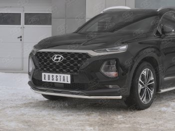 16 999 р. Защита переднего бампера (Ø42 мм, нержавейка) SLITKOFF Hyundai Santa Fe TM дорестайлинг (2018-2021)  с доставкой в г. Йошкар-Ола. Увеличить фотографию 4