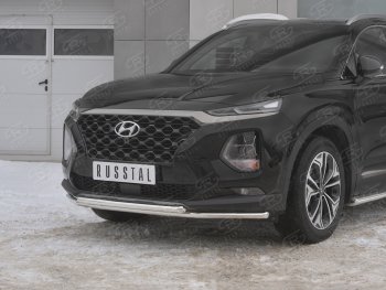 21 399 р. Защита переднего бампера из труб d42 SLITKOFF Hyundai Santa Fe TM дорестайлинг (2018-2021)  с доставкой в г. Йошкар-Ола. Увеличить фотографию 3