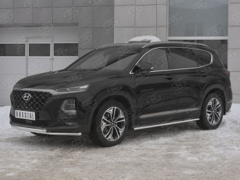 21 399 р. Защита переднего бампера из труб d42 SLITKOFF Hyundai Santa Fe TM дорестайлинг (2018-2021)  с доставкой в г. Йошкар-Ола. Увеличить фотографию 4