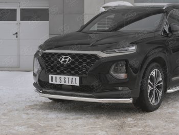 16 699 р. Защита переднего бампера (Ø63 мм, нержавейка) SLITKOFF Hyundai Santa Fe TM дорестайлинг (2018-2021)  с доставкой в г. Йошкар-Ола. Увеличить фотографию 4