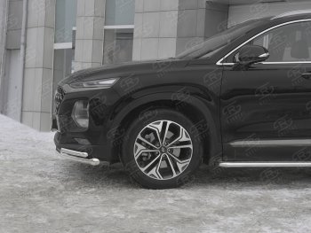 Защита переднего бампера (2 трубы Ø63 и 42 мм (углы), нержавейка) SLITKOFF Hyundai Santa Fe TM дорестайлинг (2018-2021)