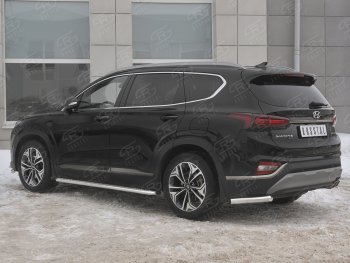 14 499 р. Защита заднего бампера (Ø63 мм уголки, нержавейка) SLITKOFF Hyundai Santa Fe TM дорестайлинг (2018-2021)  с доставкой в г. Йошкар-Ола. Увеличить фотографию 2