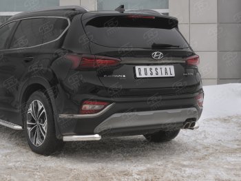 14 499 р. Защита заднего бампера (Ø63 мм уголки, нержавейка) SLITKOFF Hyundai Santa Fe TM дорестайлинг (2018-2021)  с доставкой в г. Йошкар-Ола. Увеличить фотографию 4