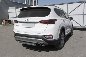 Защита заднего бампера Slitkoff (d57 мм) Hyundai (Хюндаи) Santa Fe (Санта)  TM (2018-2021) TM дорестайлинг