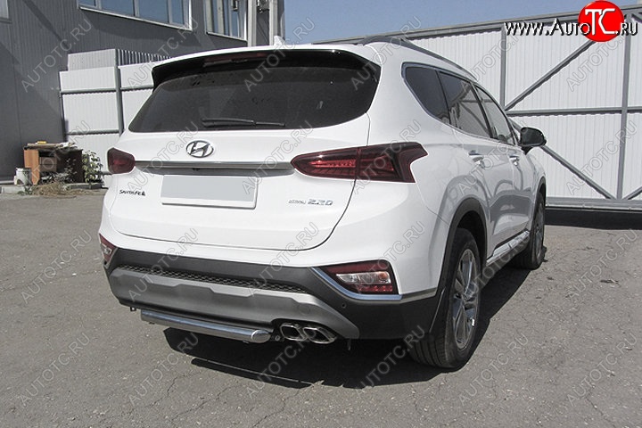 11 899 р. Защита заднего бампера Slitkoff (d57 мм)  Hyundai Santa Fe  TM (2018-2021) дорестайлинг (Нержавейка, Полированная)  с доставкой в г. Йошкар-Ола