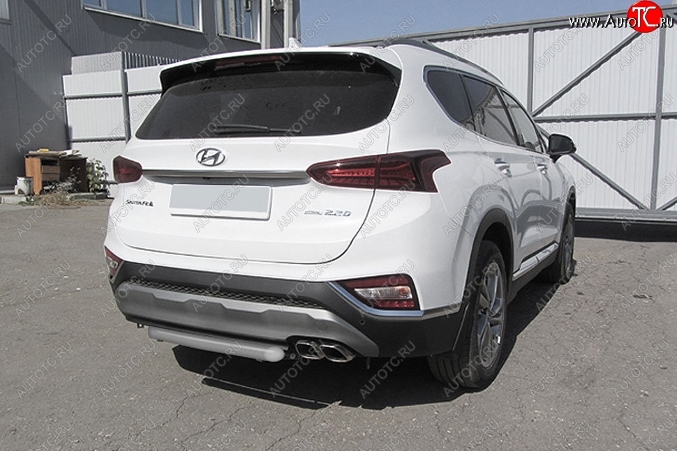 7 499 р. Защита заднего бампера Slitkoff (d57 мм)  Hyundai Santa Fe  TM (2018-2021) дорестайлинг (Сталь с полимерным покрытием. Цвет: серебристый)  с доставкой в г. Йошкар-Ола