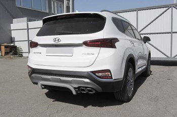 Защита заднего бампера Slitkoff (скоба, d57 мм) Hyundai Santa Fe TM дорестайлинг (2018-2021)