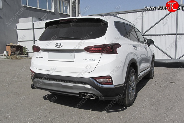 8 599 р. Защита заднего бампера Slitkoff (уголки, d57 мм) Hyundai Santa Fe TM дорестайлинг (2018-2021) (Сталь с полимерным покрытием. Цвет: чёрный)  с доставкой в г. Йошкар-Ола