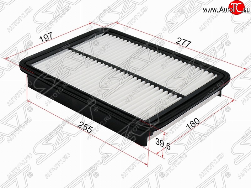 329 р. Фильтр воздушный двигателя (diesel 2.0, 2.2) SAT (277х197х39.6 mm)  Hyundai Santa Fe  CM (2009-2012), KIA Sorento  XM (2009-2015)  с доставкой в г. Йошкар-Ола