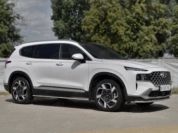 16 999 р. Защита переднего бампера (Ø42 мм секции, нержавейка) SLITKOFF  Hyundai Santa Fe  TM (2020-2022) рестайлинг  с доставкой в г. Йошкар-Ола. Увеличить фотографию 3