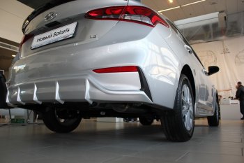 4 999 р. Накладка заднего бампера Автократ Hyundai Solaris HCR седан дорестайлинг (2017-2020) (Неокрашенная)  с доставкой в г. Йошкар-Ола. Увеличить фотографию 4