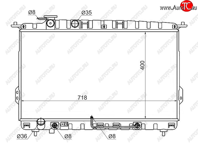 6 699 р. Радиатор двигателя (трубчатый, 2.0 / 2.4 / 2.5 / 2.7) SAT Hyundai Sonata EF рестайлинг ТагАЗ (2001-2013)  с доставкой в г. Йошкар-Ола