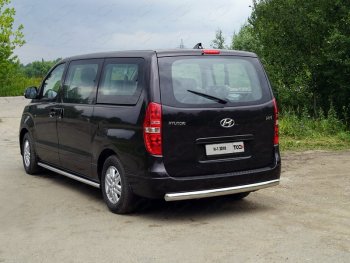 23 899 р. Защита заднего бампера (овальная) ТСС (нержавейка d 75х42 мм) Hyundai Starex/Grand Starex/H1 TQ 2-ой рестайлинг (2017-2022)  с доставкой в г. Йошкар-Ола. Увеличить фотографию 1