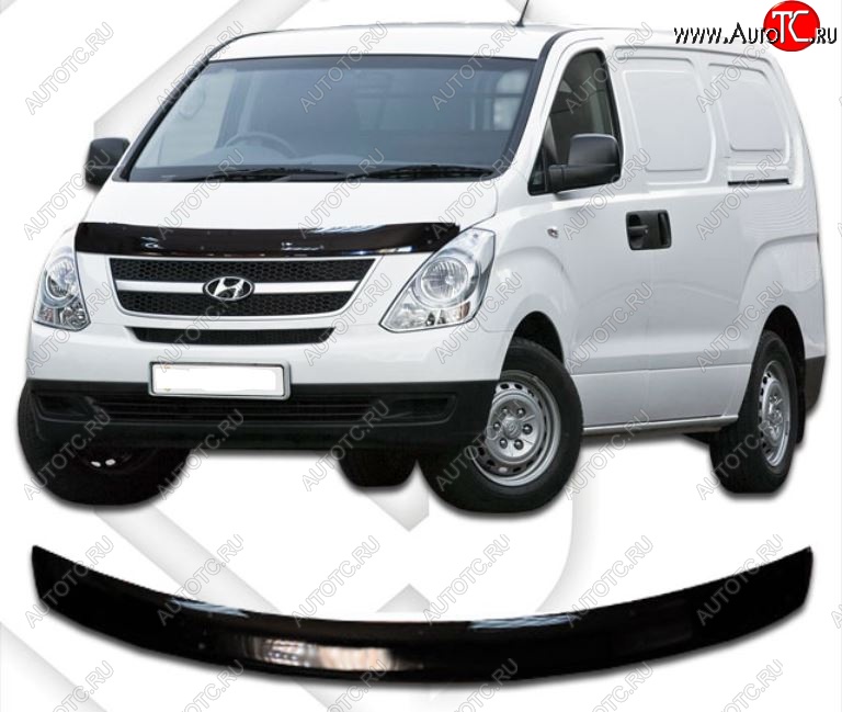 2 099 р. Дефлектор капота (кузов: kmjwwh) CA-Plastiс  Hyundai Starex/H1  A1 (2004-2007) рестайлинг (серия Classic черный, Без надписи)  с доставкой в г. Йошкар-Ола